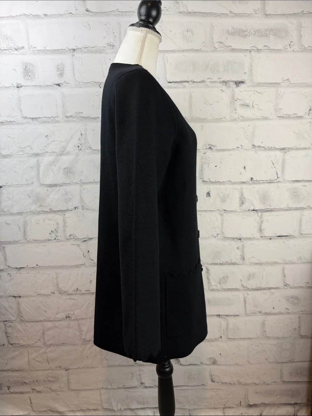 Kate Spade New York Scalloped Sweater Blazer Black